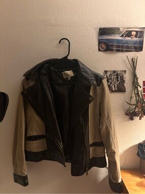 Vintage Black & Tan leather jacket